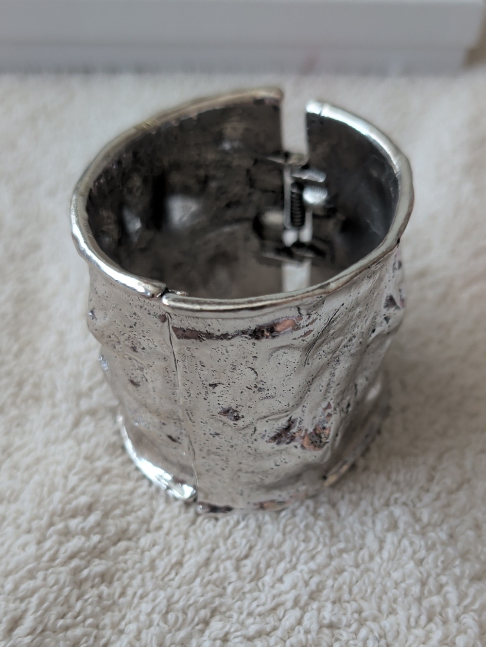 Silver Textured Cuff Bracelet - Men's Accessory